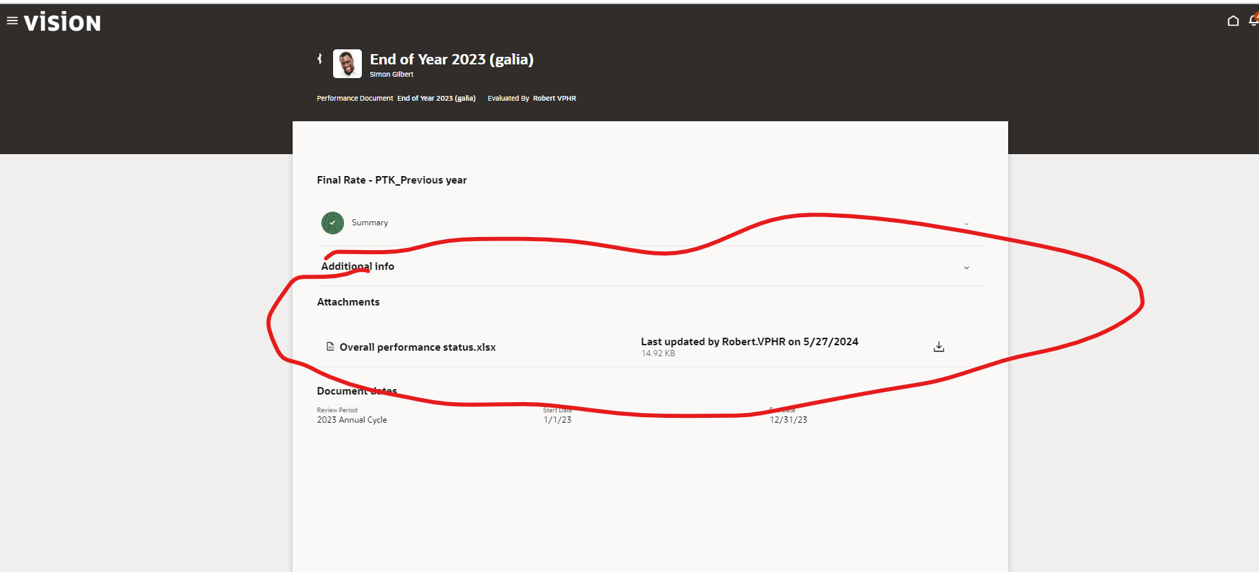 visibility of attachments in th eperformance document redwood — Cloud ...