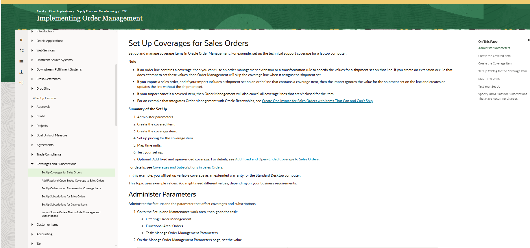 Coverage Items Coverage Item Creation in Order Management — Cloud Customer Connect