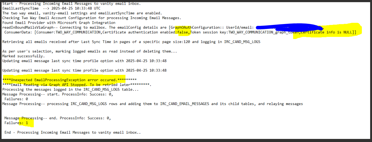 Setting up two way communication: log file shows unexpected email ...