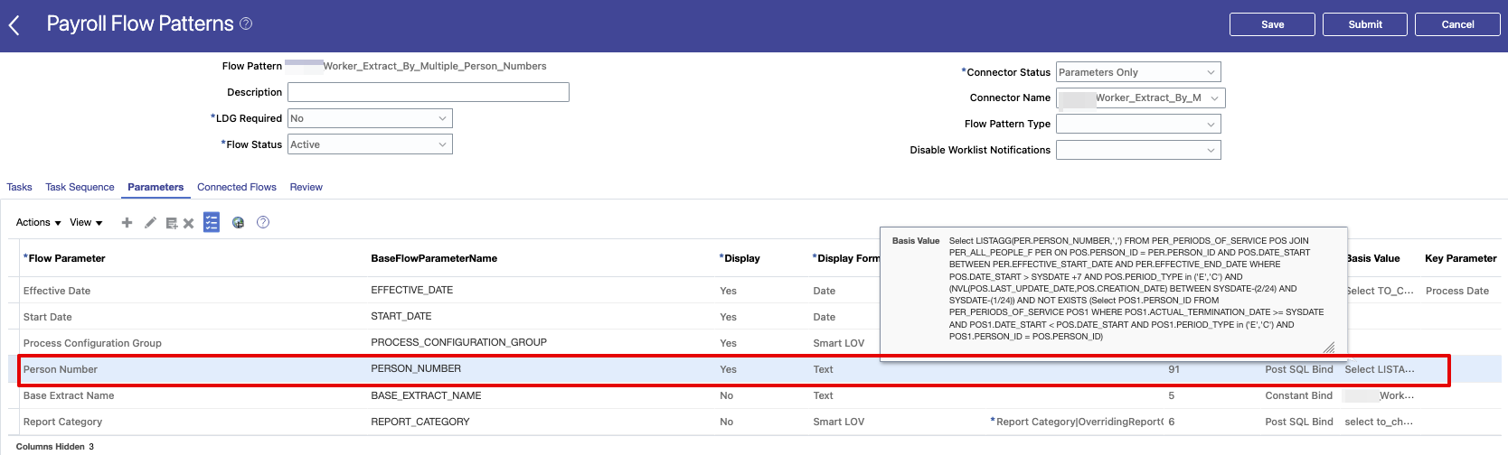 Custom payroll flow - don't proceed if the post SQL bind parameter does ...