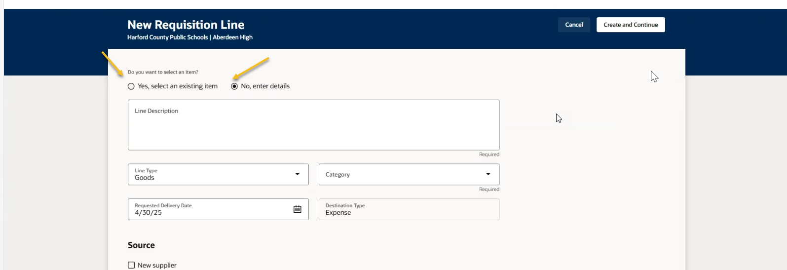 Redwood - Enter Requisition Line - New Requisition Line - Default ...