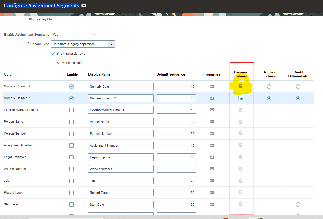 SQL query or Table for Dynamic Columns data under Configure Assignment ...