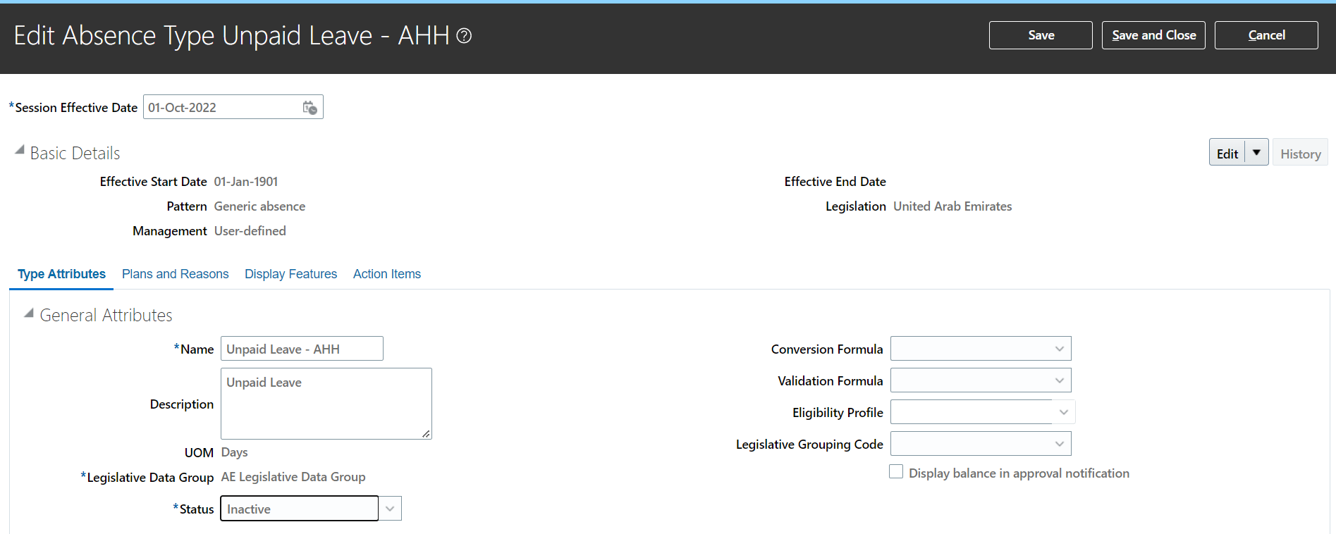 Unable to End date Absence type — Cloud Customer Connect