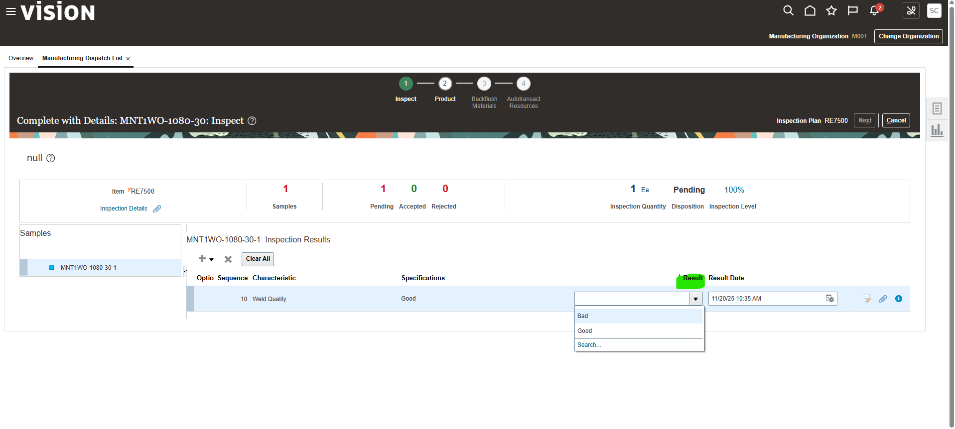 Manufacturing Review dispatch list API — Cloud Customer Connect