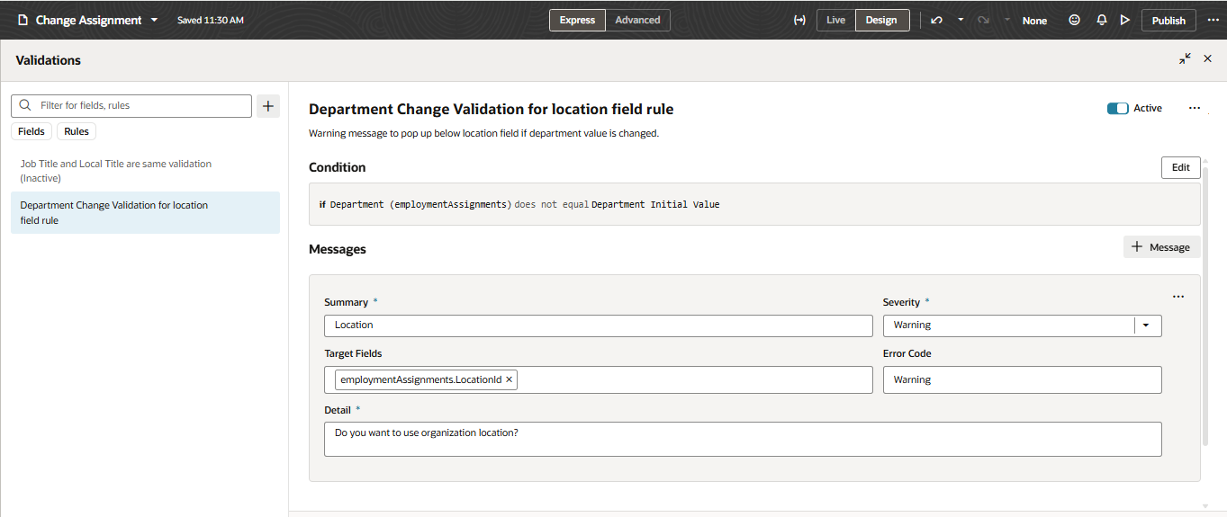 Validation rule created using VB Studio Express not working on Promote ...