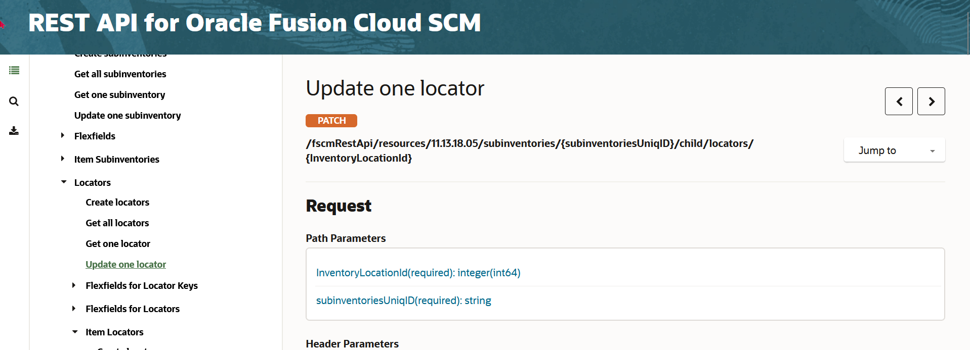 Error while Updating locator name using REST API — Cloud Customer Connect