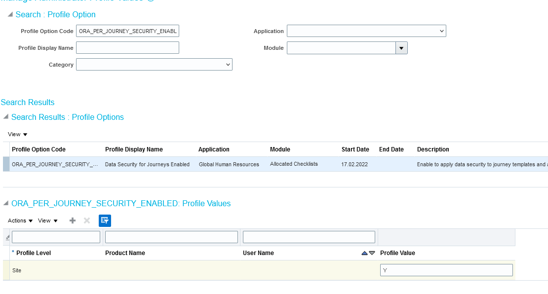 ERROR When I try to enable ORA_PER_JOURNEY_SECURITY_ENABLED profile