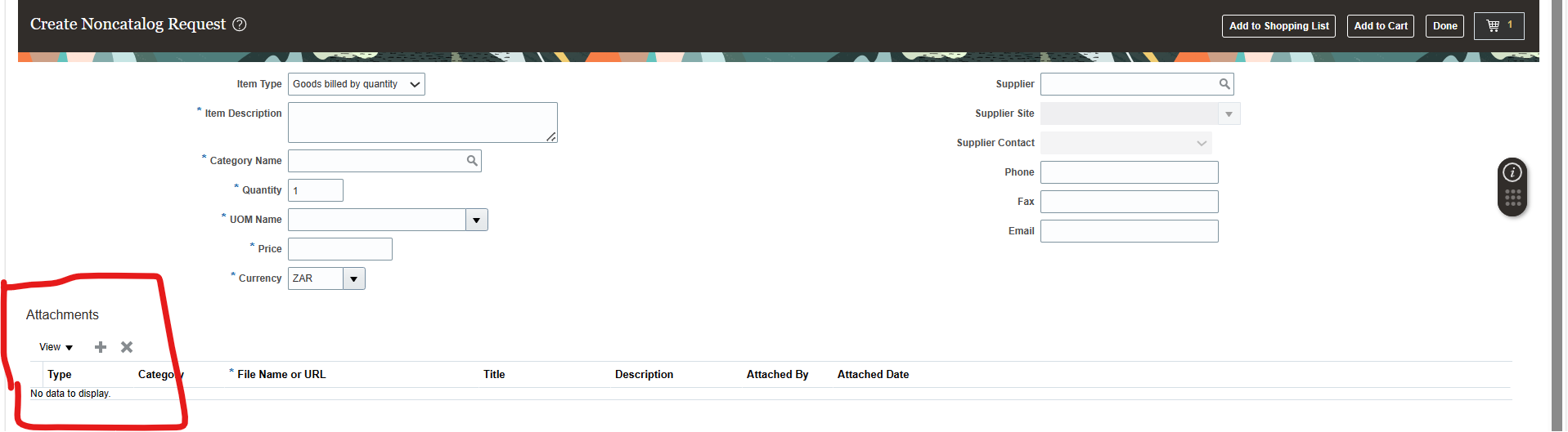 How to Make attachment Mandatory for Non Catalog Requisition