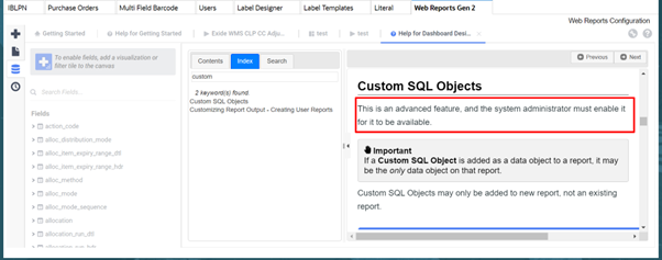 Custom SQL Objects in WMS Web report — Cloud Customer Connect