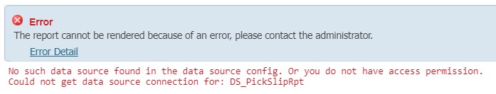 The report cannot be rendered because of an error, please contact the ...