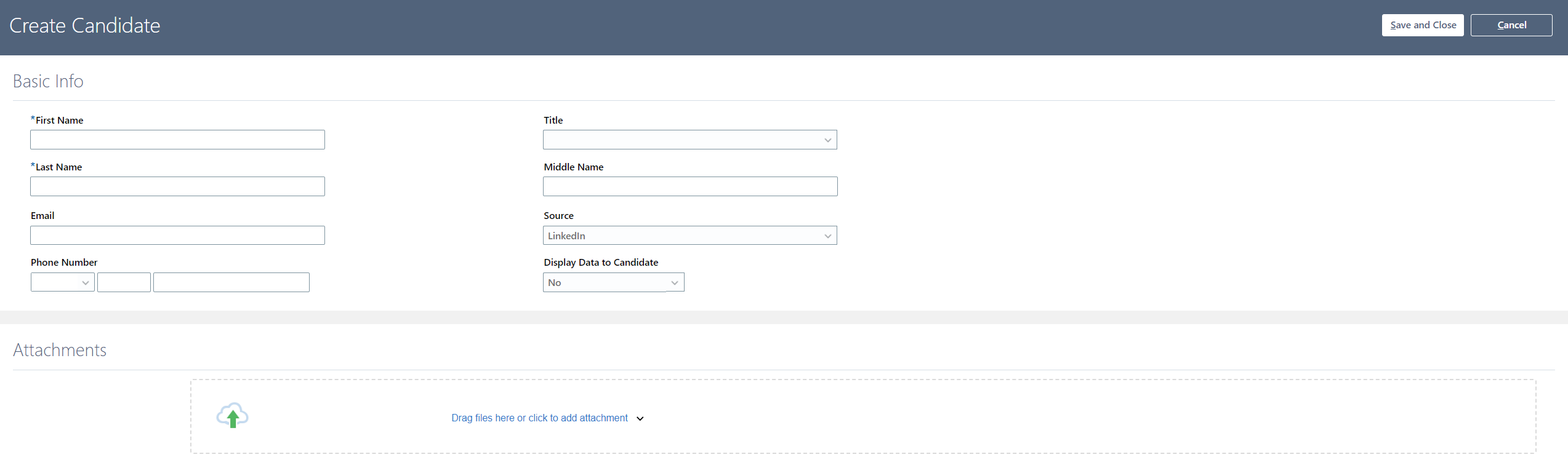 Create Candidate: Flexfield — Cloud Customer Connect