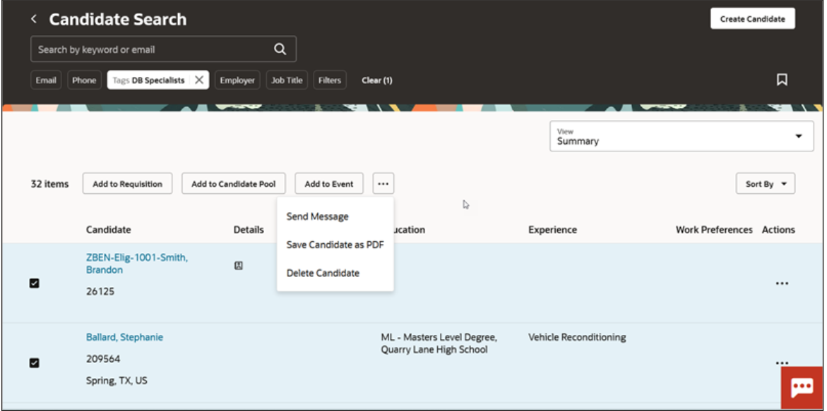 Enhancements to the Candidate Lists — Cloud Customer Connect