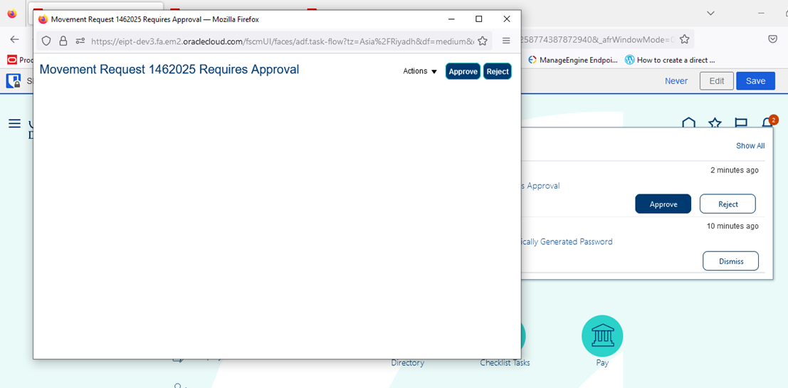 movement request approvals screen doesnt show data — Cloud Customer Connect