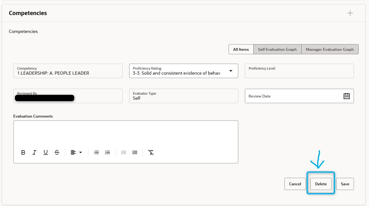 hide "delete" button in skills and qualifications redwood — Cloud ...