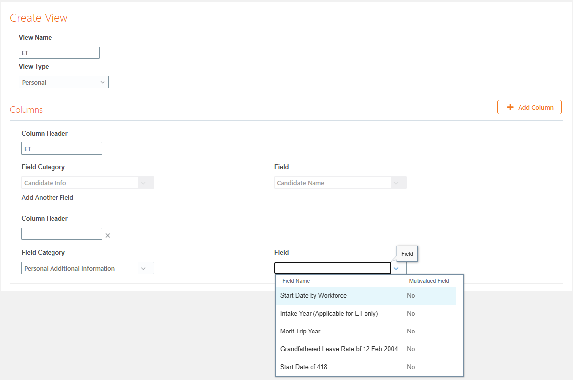 What EFF field is available for Candidate Grid View — Cloud Customer ...