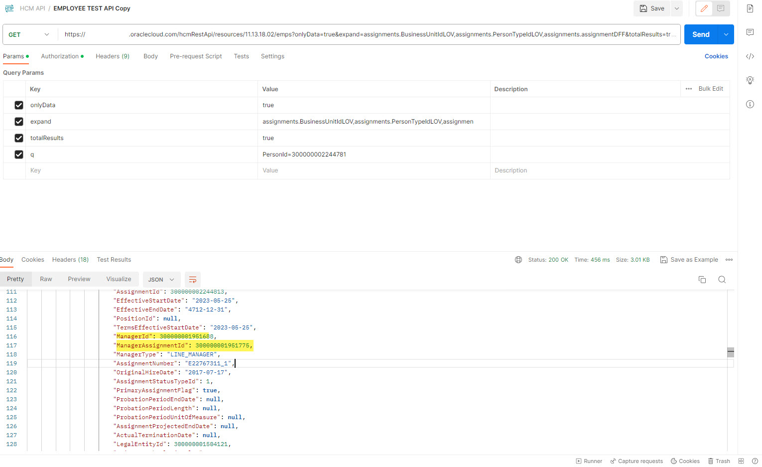 How do you find ManagerId in the WORKERS API — Cloud Customer Connect