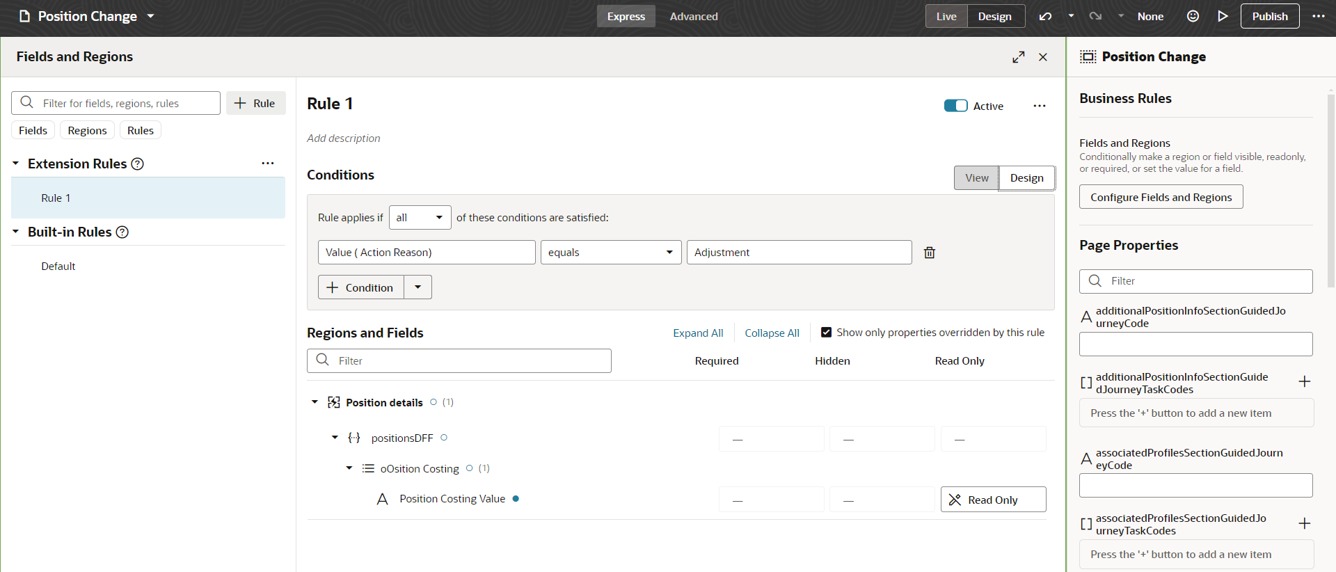Redwood Business rule doesn't recognize action code as a condition on ...