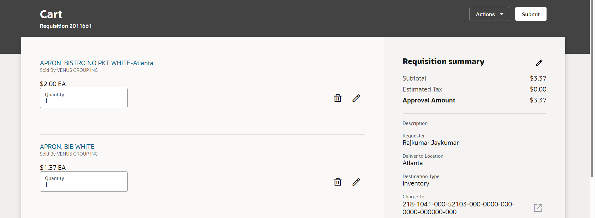 Unable to add item from requisition (RSSP) — Cloud Customer Connect