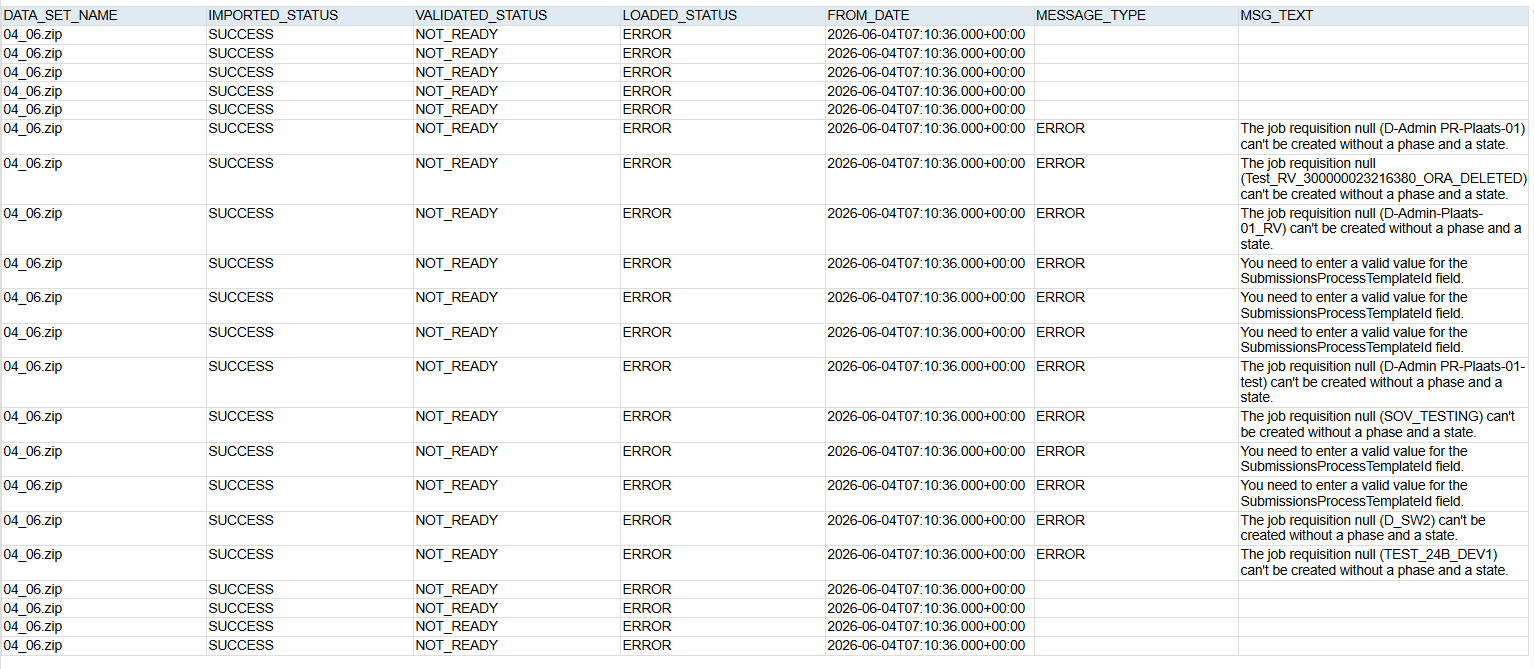 HDL errors report — Cloud Customer Connect