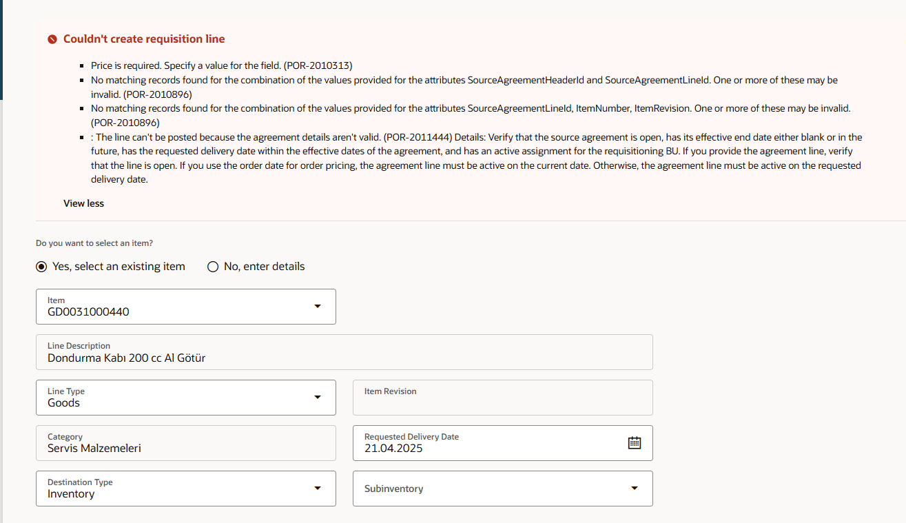 Error on submitting PR for Blanket Purchase Agreement - RSSP — Cloud ...