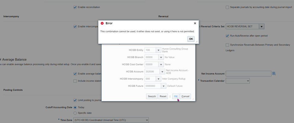 Net Income Account error in ADB — Cloud Customer Connect