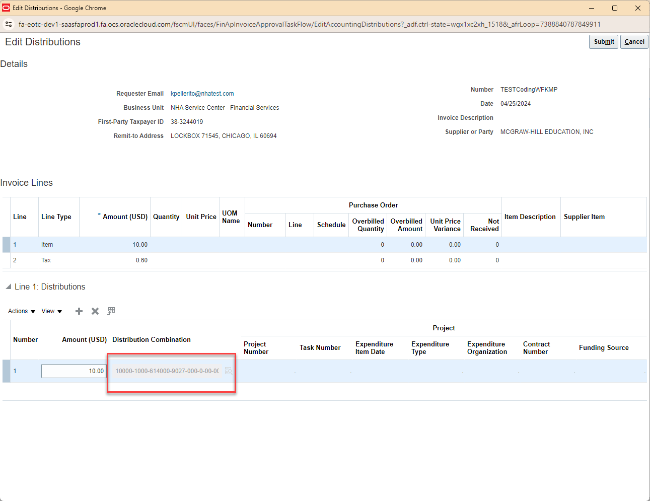 No Button to Edit Distributions in Invoice Approval — Cloud Customer ...