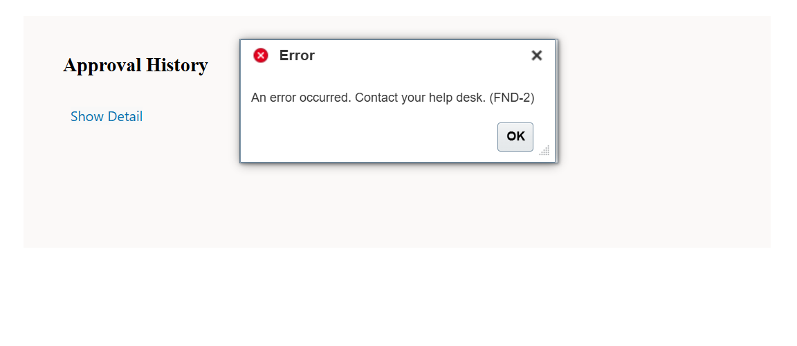 An Error occured. Contact your help desk (FND-2) - Error While ...