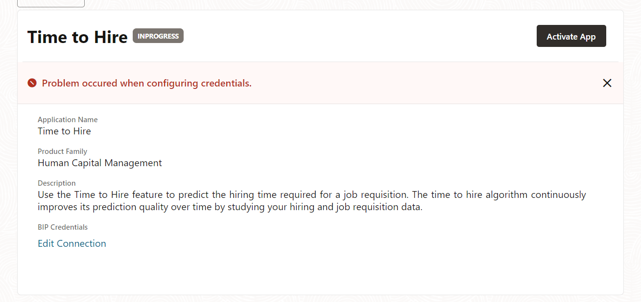 When activate the AI feature Time to Hire why problem occured when ...