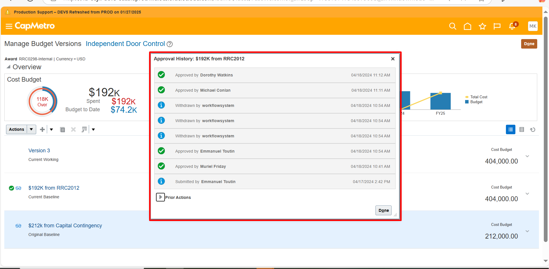 Request for Information on Managing Budget Versions Approver details in ...