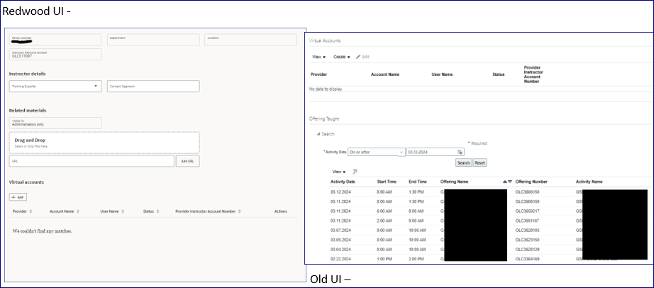 Redwood Instructor Page - no longer shows "Offering Taught"? — Cloud ...