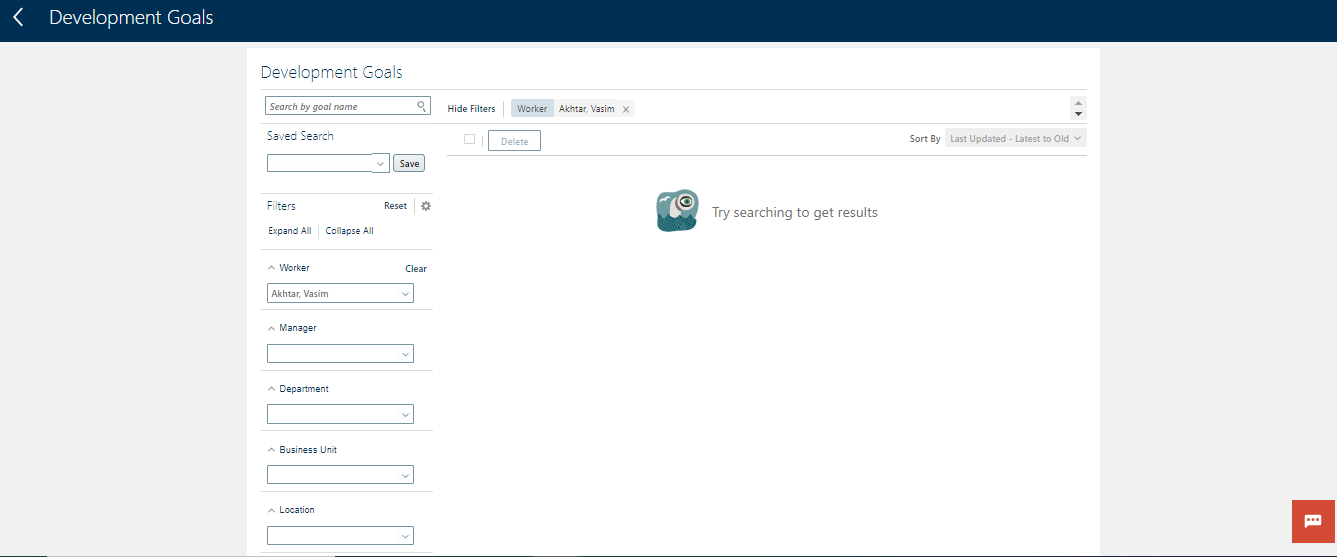 Not able to view/add development goals to individuals as a HR — Cloud ...