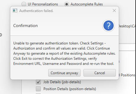 Personalization Helper tool AutoComplete tool warning and close 25.10 ...