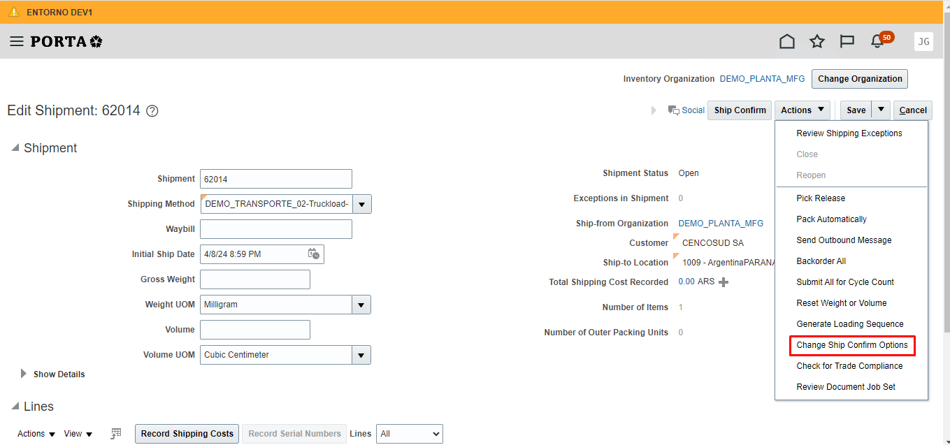 Ship confirm rule change automatically — Cloud Customer Connect