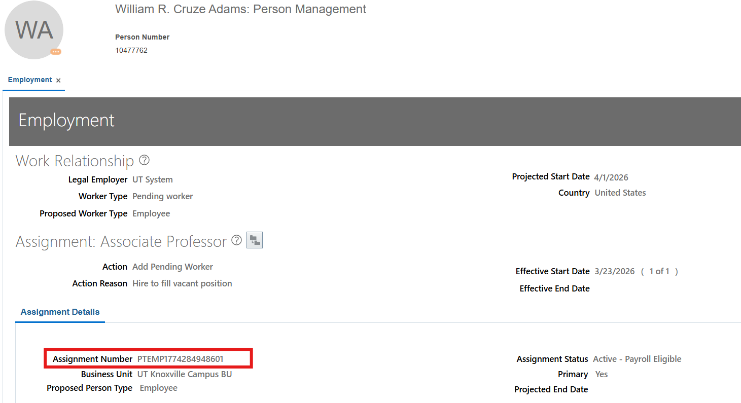 pending worker in redwood page Assignment number is coming as ...