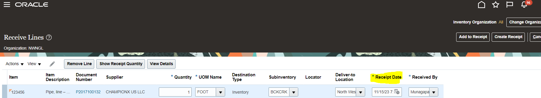 How to stop defaulting Receipt Date on Receiving screen — Cloud ...
