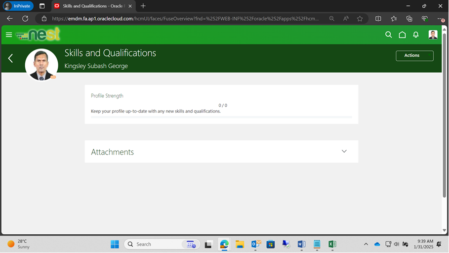 Unable to see section skills and qualifications — Cloud Customer Connect