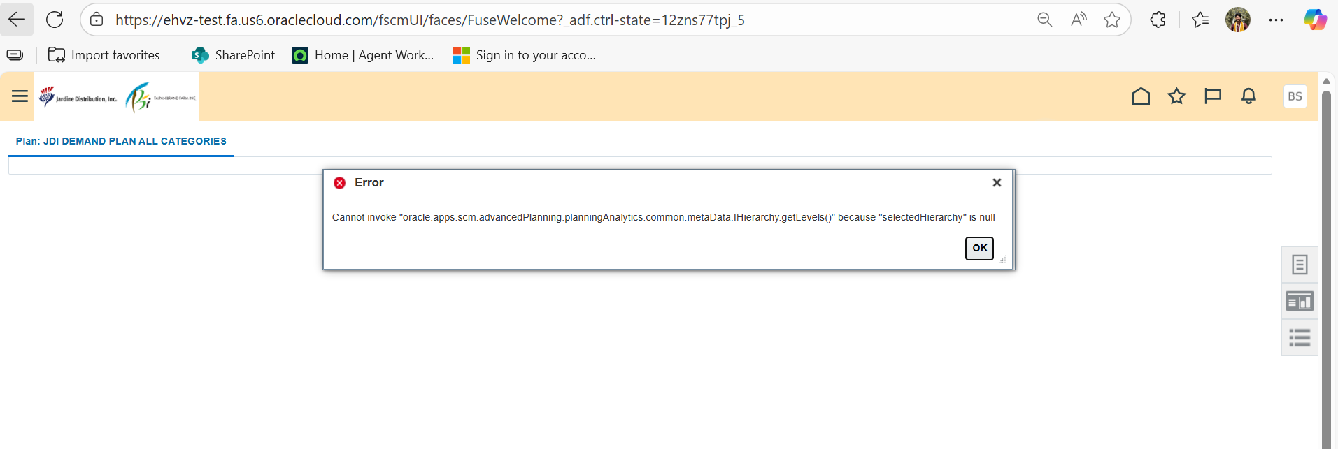 Demand plan UI is not Opening — Cloud Customer Connect