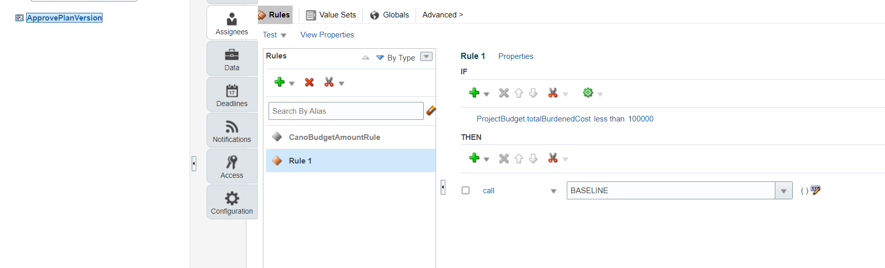 How to define a rule on BPM worklist for approving budget if a ...