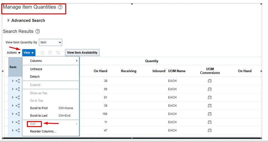 Quantity Sort Form We are trying to sort by item in Manage Item Quantities, — Cloud ...