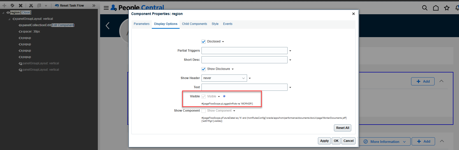 Hide Un Check Hide Check In region from Worker based on Review Period or Template EL ...