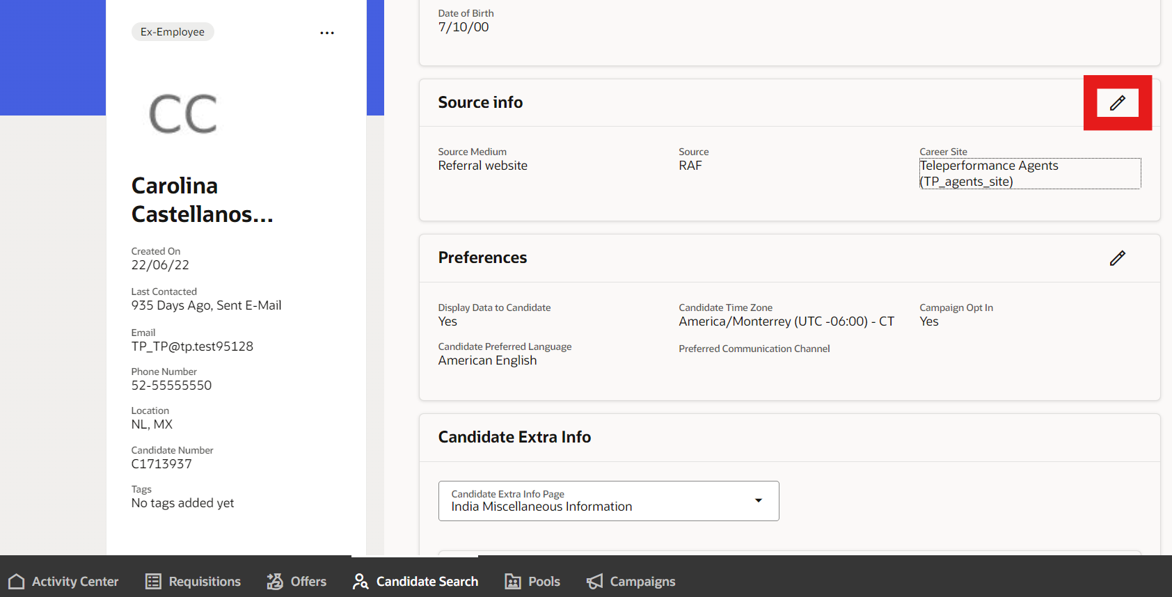 How to disable the Edit button in the Source Info section of Candidate ...