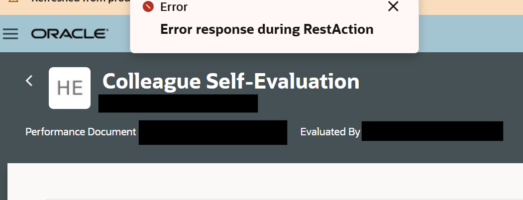 Rest Error on Colleague Self-Evaluation Performance Page — Cloud ...