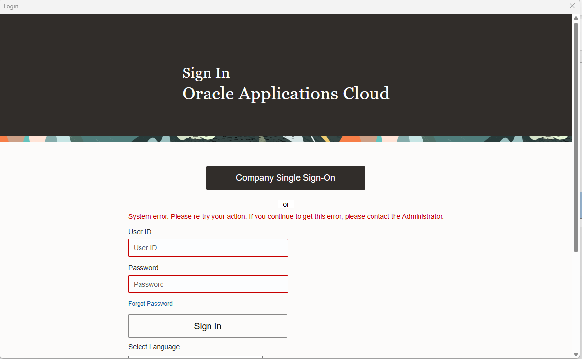 SSO Sign On not working through ADFDI Spreadsheets — Cloud Customer Connect