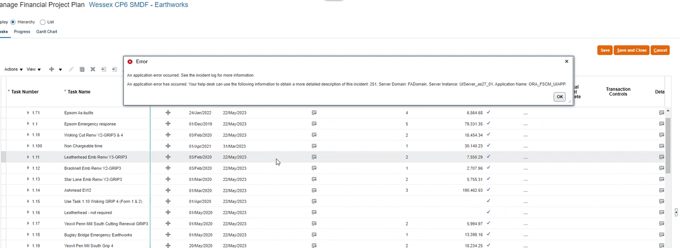 Application Error Occurred error message when trying to add resource in ...