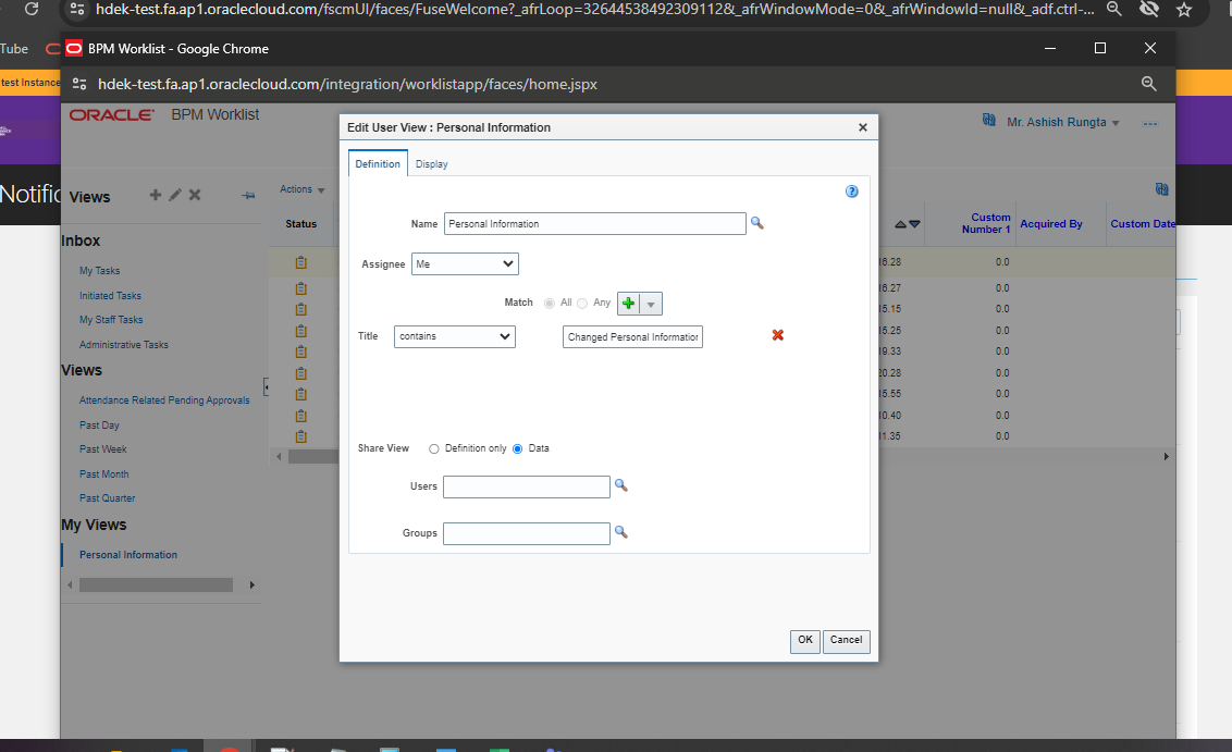 Create custom view in BPM Worklist to filter delete action on task ...