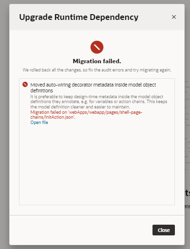 update version Visual Builder — Cloud Customer Connect