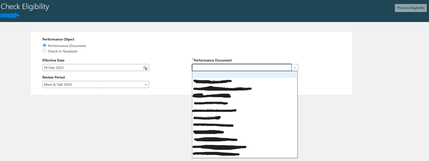 Check Eligibility – Performance Document Not Displayed — Cloud Customer ...