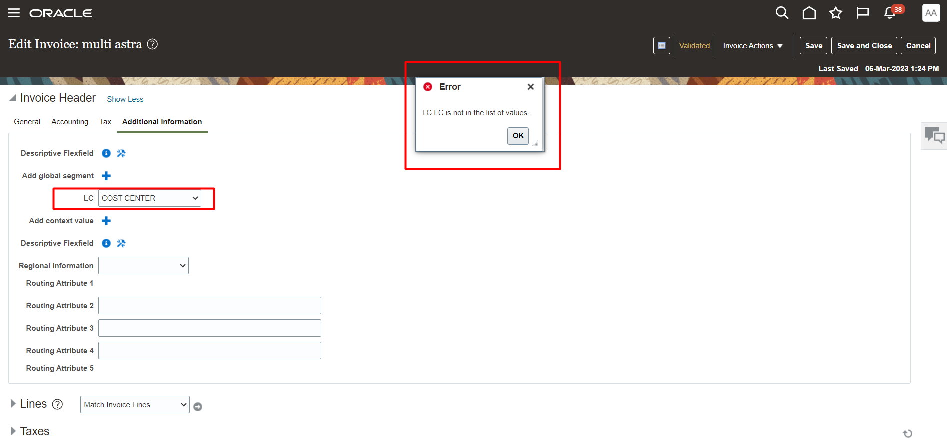Descriptive Flexfield Error — Cloud Customer Connect