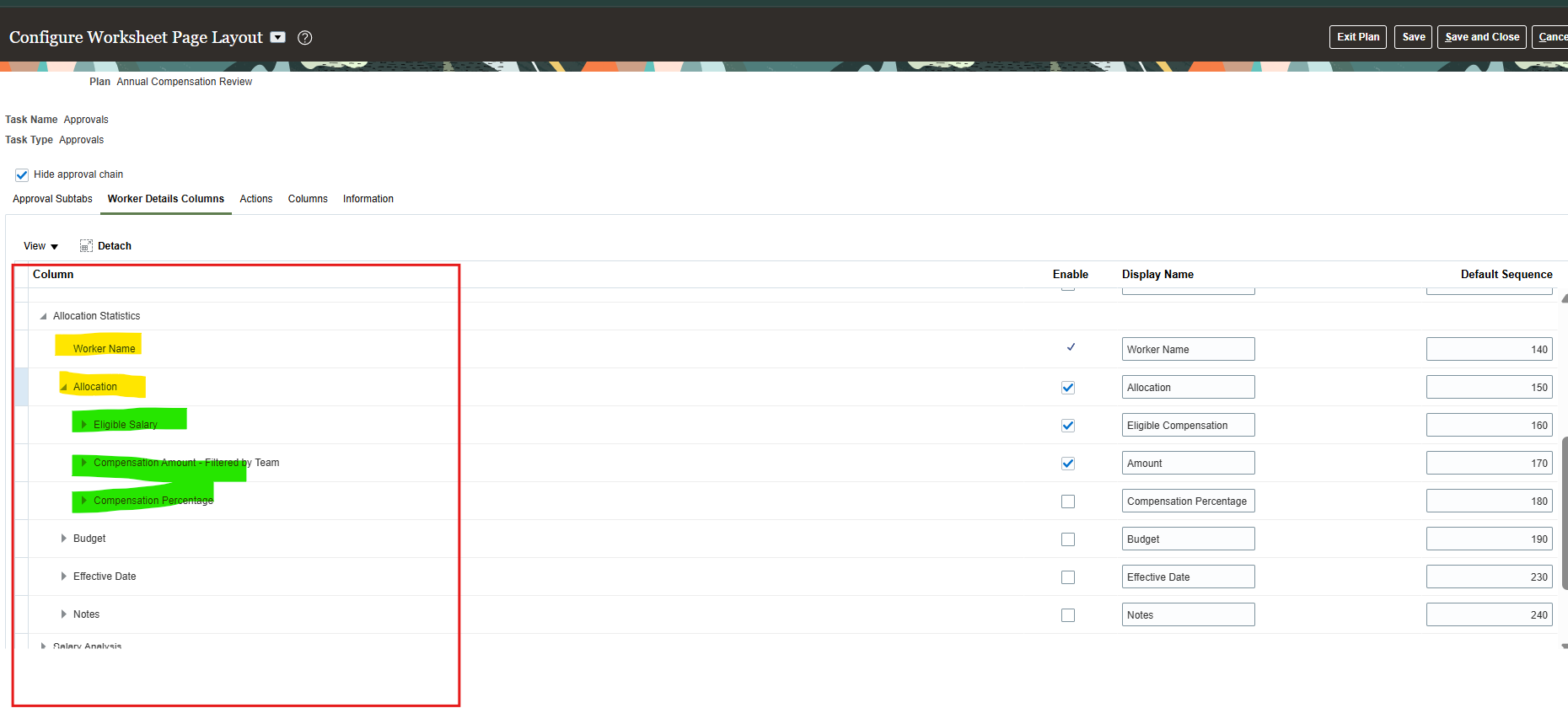 Need SQL query or table to get Worker details column under configure ...