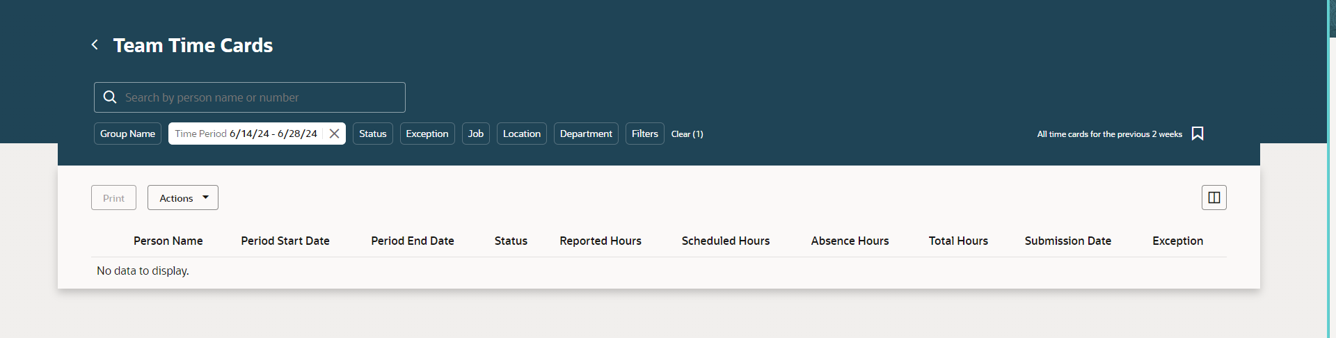 Redwood Enhanced Time Card Search Page do not display search values ...